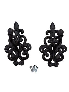 Cast Iron Fleur De Lis Curtain Rod Hanger Decorative Hooks
